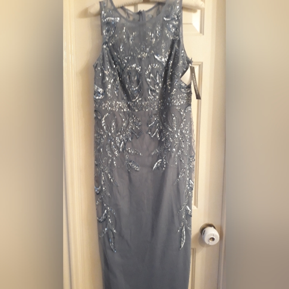 NWT ADRIANNA PAPELL STUDIO BEAUTIFULY BEADED GOWN. SIZE 14